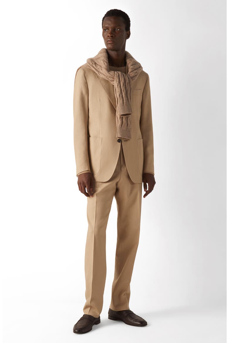 Beige Oasi Lino Pants, Alternate, color, BEIGE