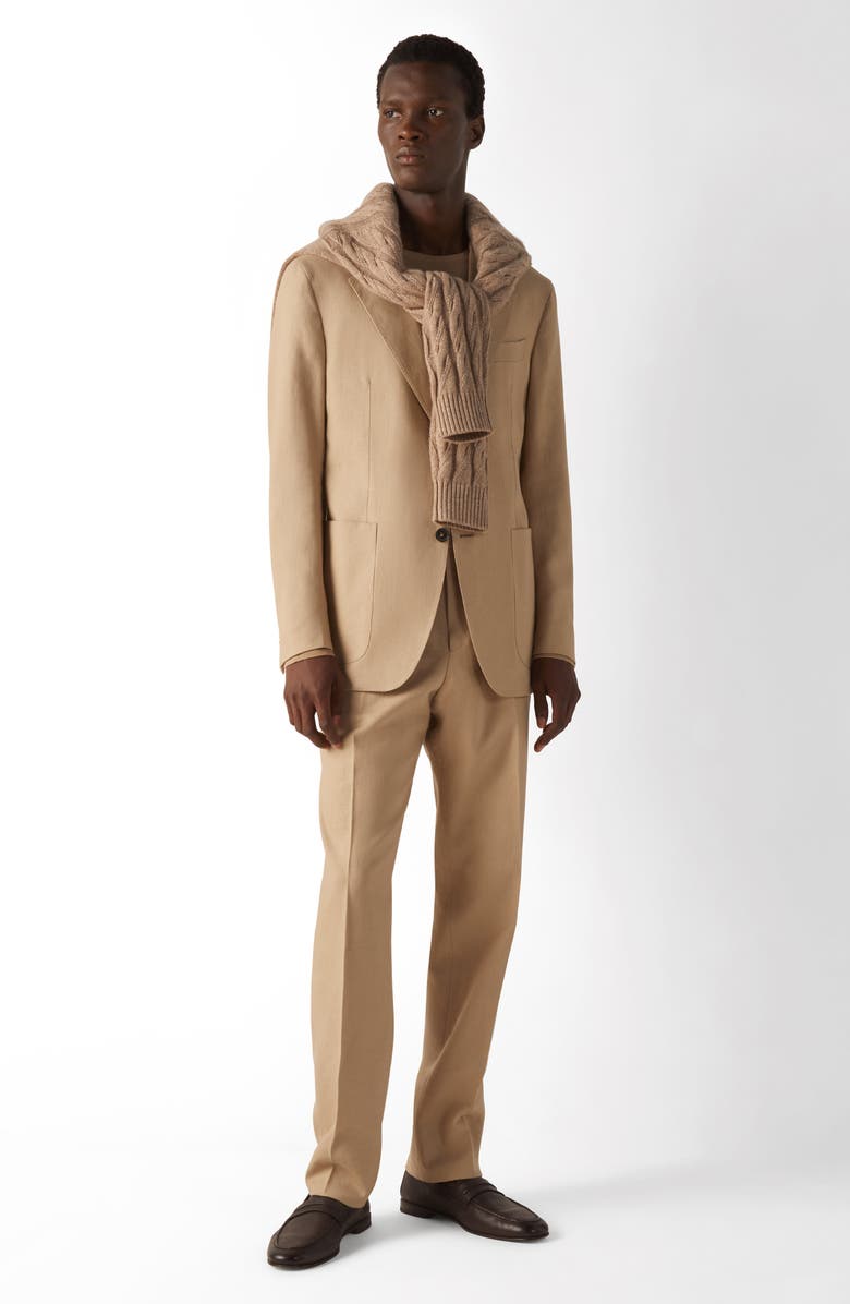 ZEGNA Beige Oasi Lino Pants, Alternate, color, Beige