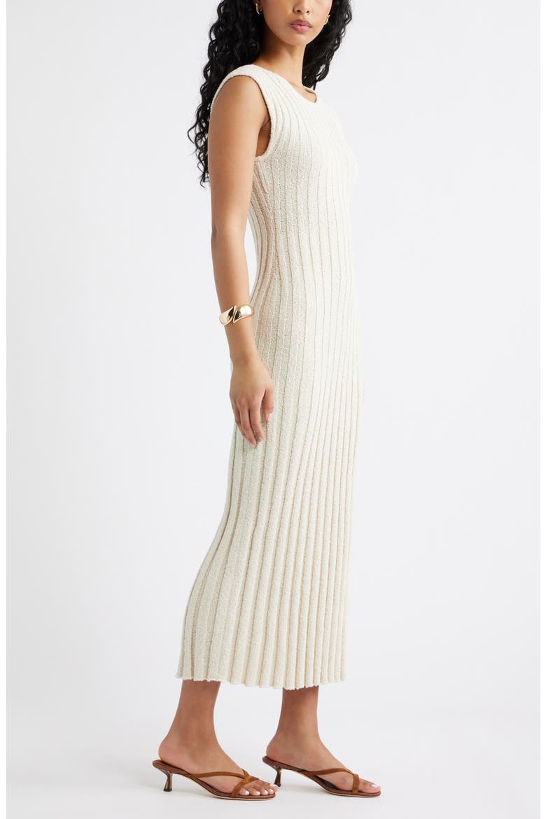 Tie Back Cap Sleeve Rib Sweater Dress, Alternate, color, IVORY DOVE