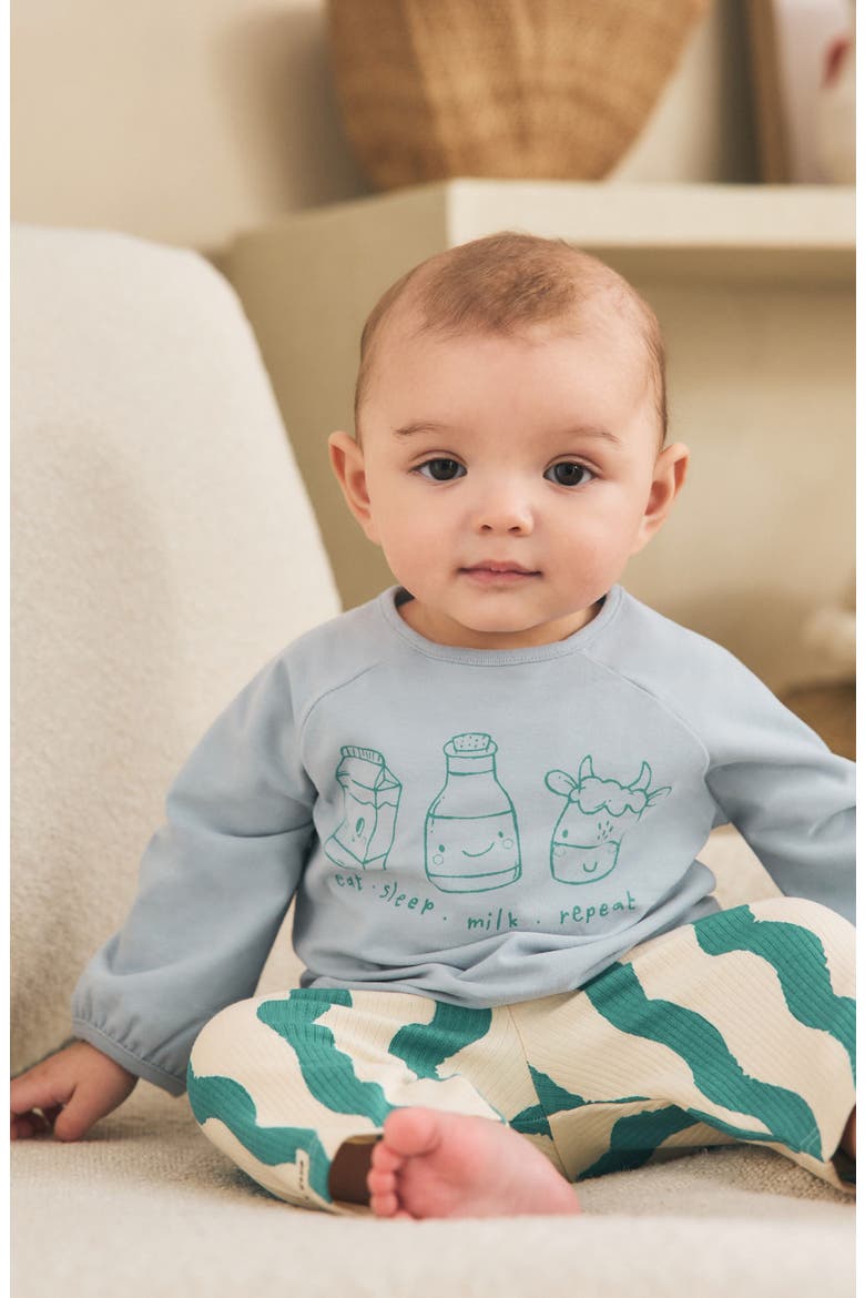 Breakfast Trio Sweatshirt & Pants Set, Alternate, color, BLUE
