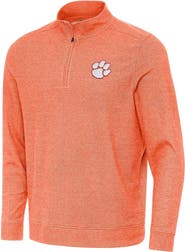 ANTIGUA Men's Antigua Heather Orange Clemson Tigers Subtle Quarter-Zip Sweatshirt