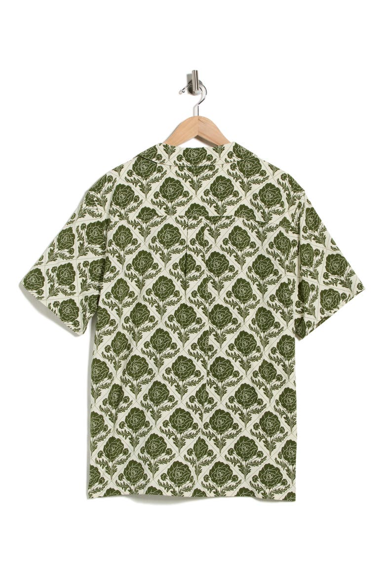Lesley Flower Tile Organic Cotton Camp Shirt, Alternate, color, VINTAGE GREEN/ IVORY