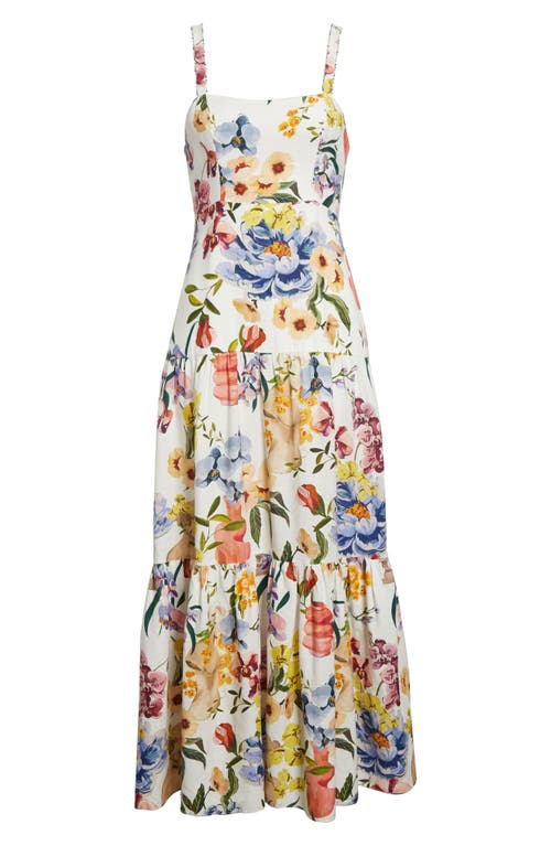 Farm Rio Greek Garden Floral Midi Dress In Off-white