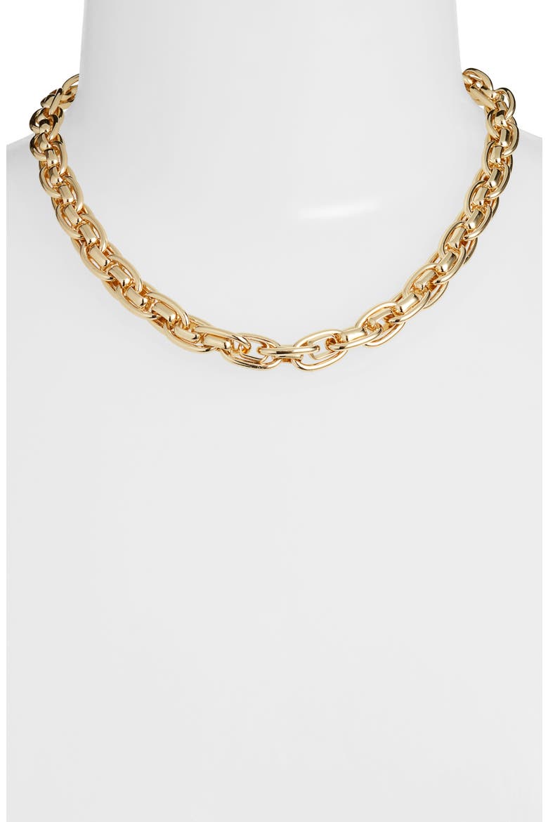 Luxe Double Curb Chain Necklace, Alternate, color, GOLD