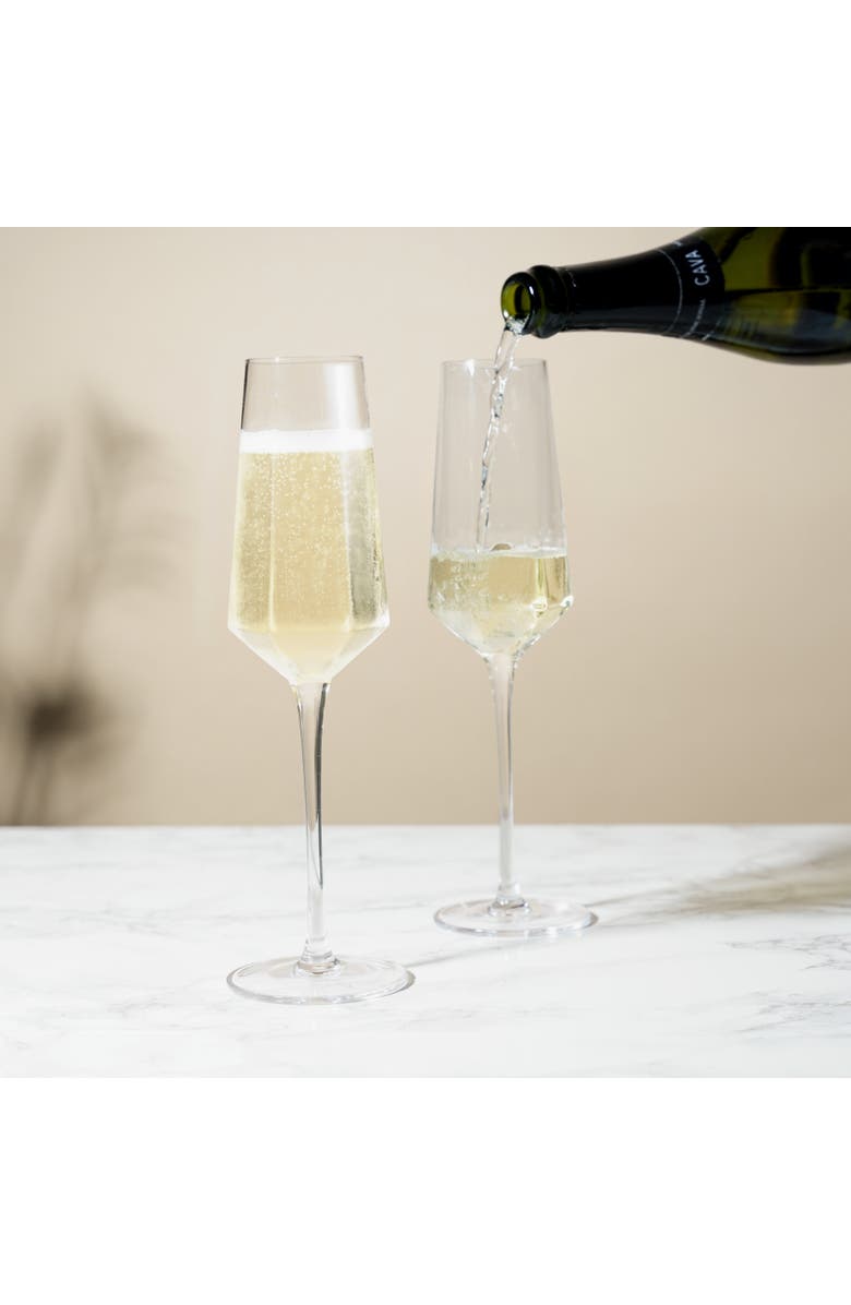 Viski Seneca Crystal Stemmed Champagne Flutes Set of 2, Alternate, color, Clear