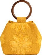 Zsa Zsa Zsu Delhi Raffia Cotton Tote Bag 11X7 In