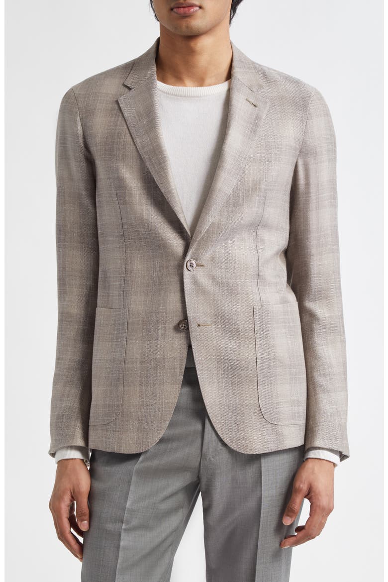 Fairway Crossover Plaid Wool, Silk & Linen Sport Coat, Main, color, MEDIUM BROWN