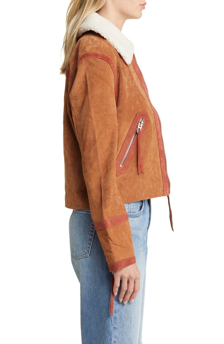 BLANKNYC Suede Jacket with Faux Shearling Collar, Alternate, color,