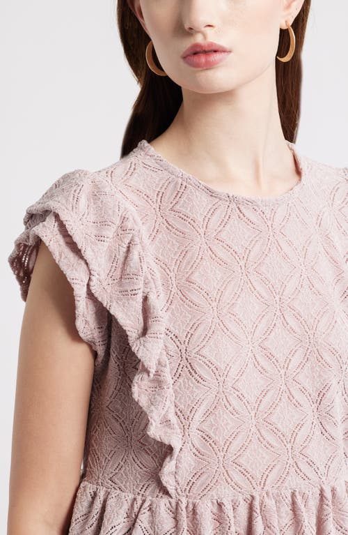 Treasure & Bond Flutter Sleeve Peplum Top In Pink
