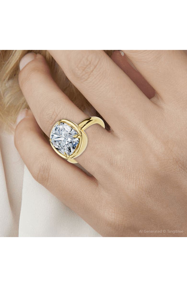 Bliss Diamond Certified 4Ct Cushion Diamond Bezel Prong Solitaire Engagement Ring Lab Grown, Alternate, color, 14K Yellow Gold