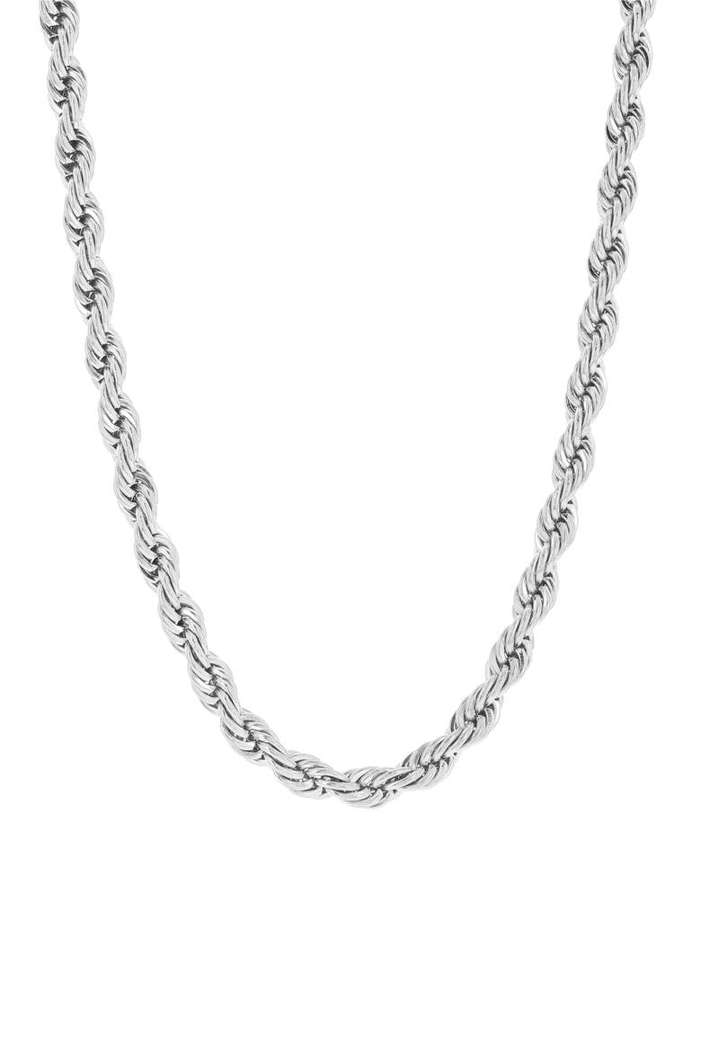 Men's Rope Chain Necklace, Main, color, SILVER