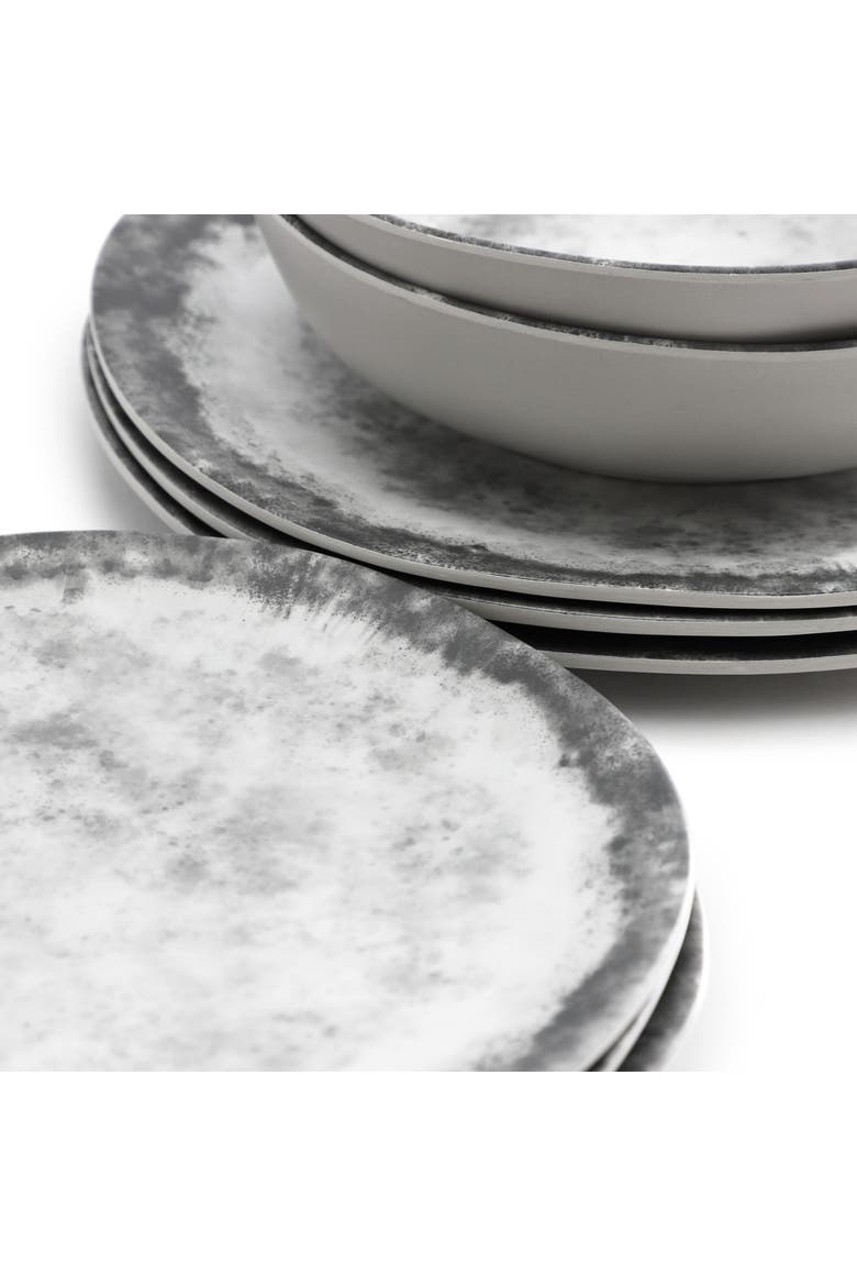 Organic Decal 16 Piece Melamine Dinnerware Set, Alternate, color, Grey