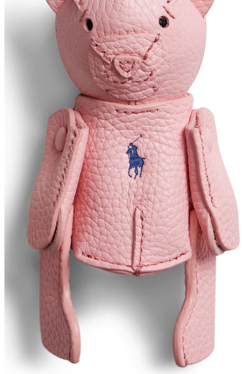 Polo Ralph Lauren Pebble Leather Polo Bear Charm, Alternate, color, Cotton Candy