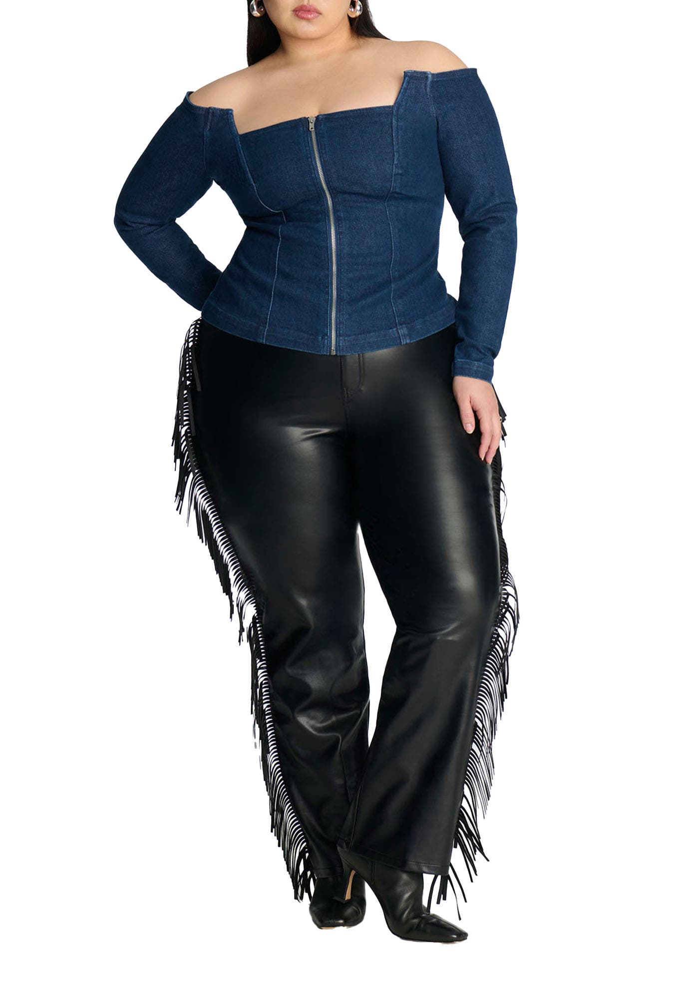 Faux Leather Pant With Fringe