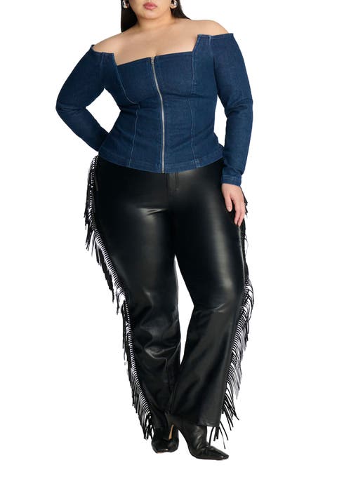 Faux Leather Pant With Fringe (Plus Available)