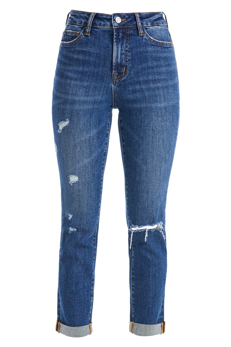 High Waist Ripped Straight Leg Jeans, Alternate, color, MILLYROCK
