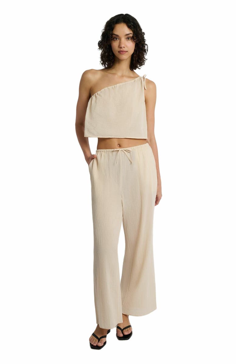 Onia Crinkle Gauze Drawstring Pant, Main, color, Sandshell