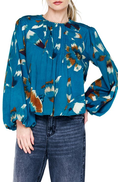 Faye Balloon Sleeve Pleated Top