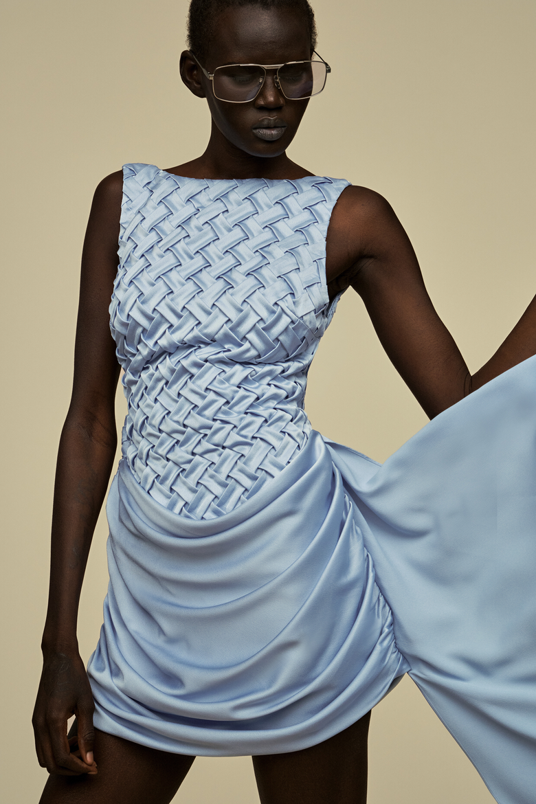 Antonella Dress, Alternate, color, Blue Clay