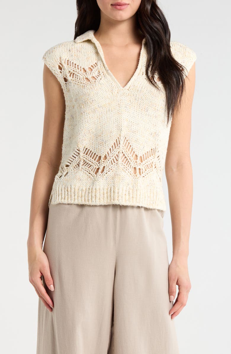 Splendid Lennox Polo Sweater Vest, Main, color, Honeysuckle Beige