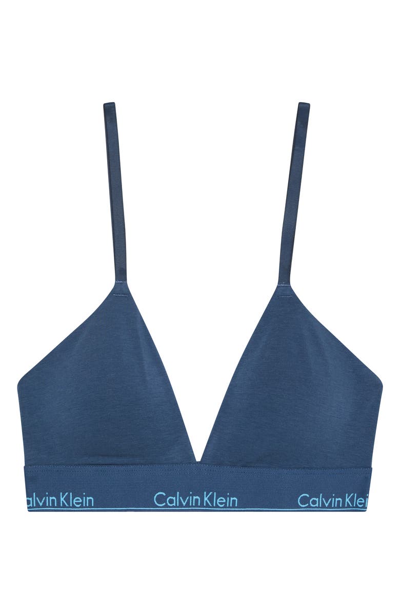 Calvin Klein Lightly Lined Racerback Bralette, Alternate, color, Dark Denim