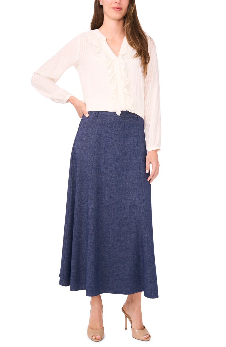 Ruffle Placket Stripe Button-Up Shirt