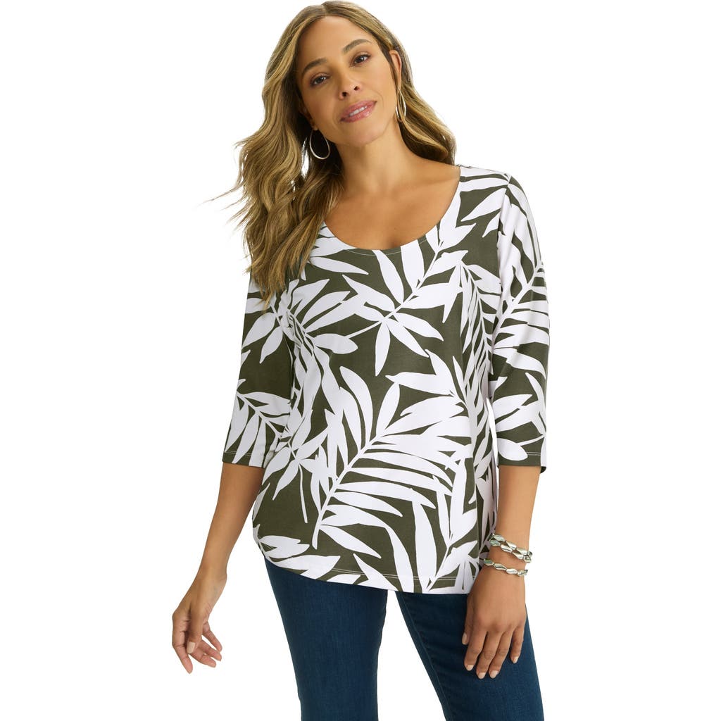 Jessica London Stretch Cotton Scoop Neck Tee In Multi