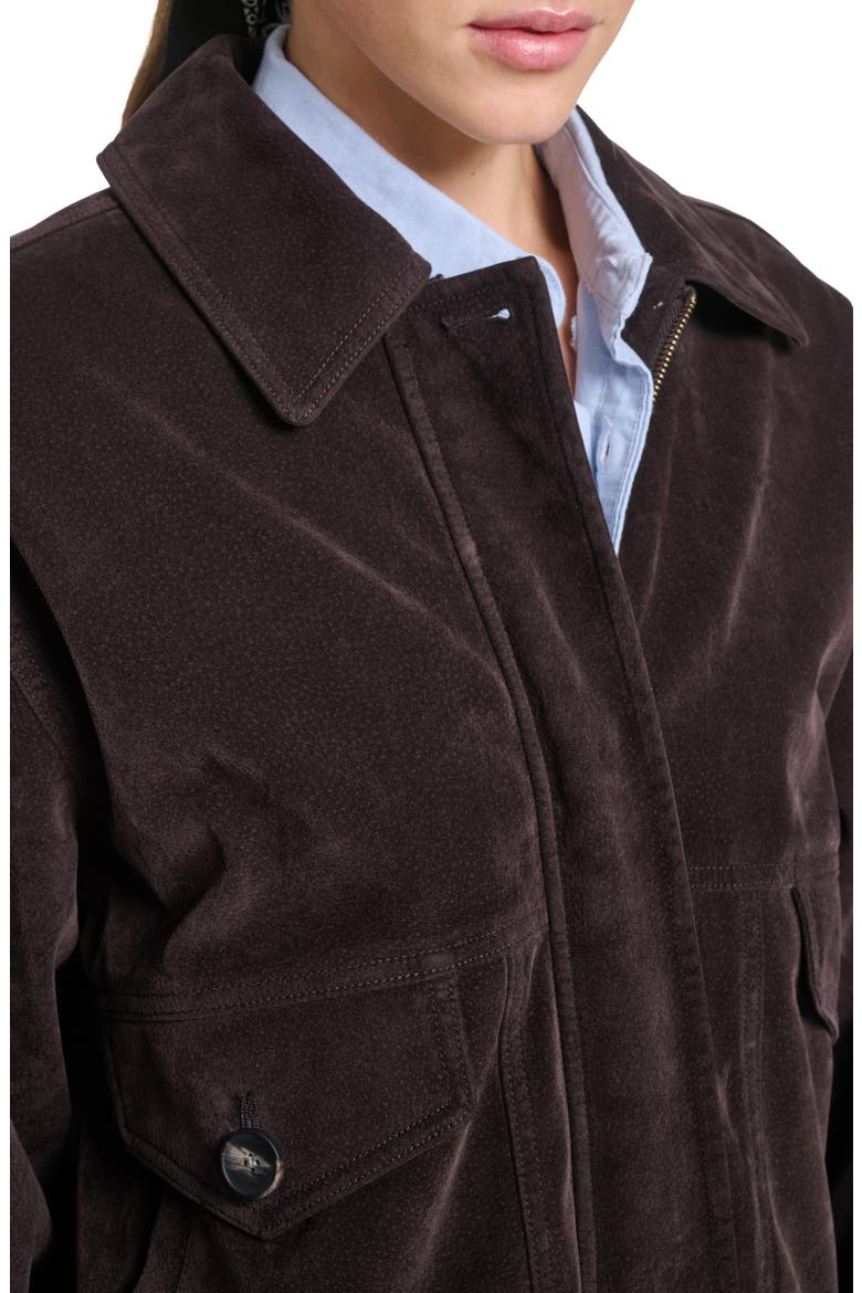 Relaxed Fit Faux Suede Dad Bomber Jacket, Alternate, color, JAVA