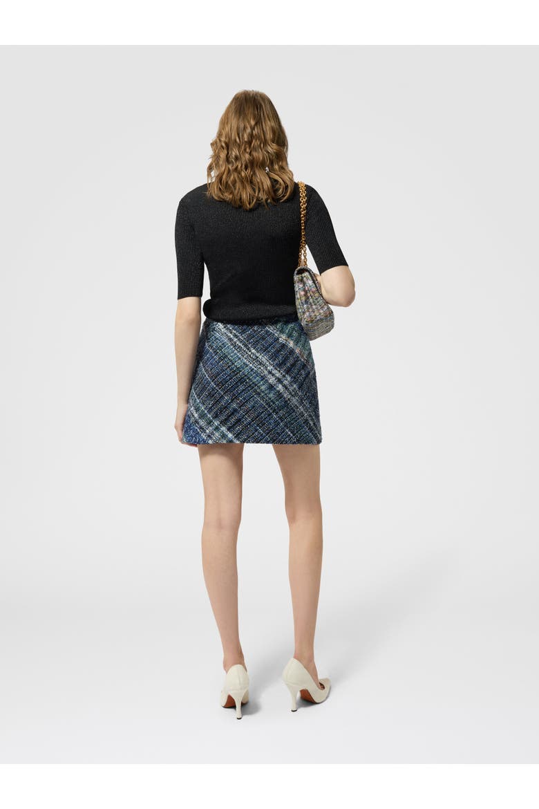 Wool-blend Check Mini Skirt, Alternate, color, Blue