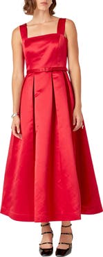 English Factory Pleated Belted Midi Dress