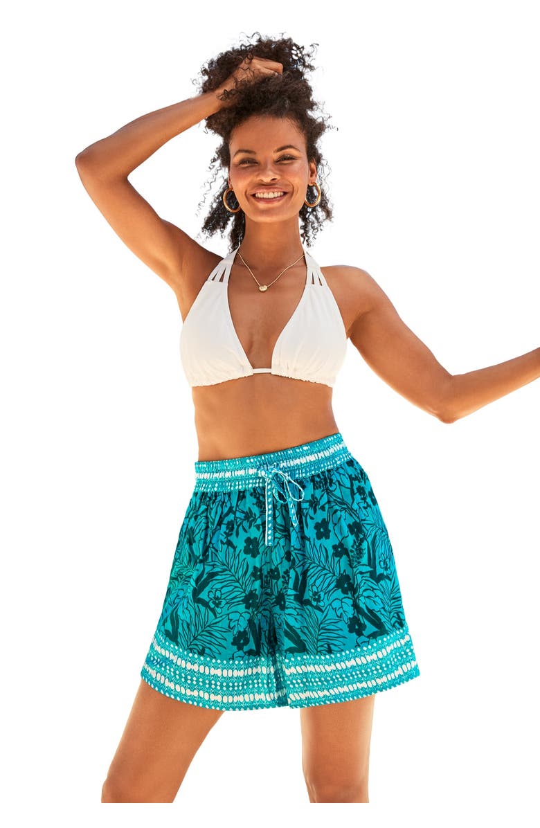 Swimsuits for All Tie-Front Cover Up Shorts, Main, color, Mediterranean Coast