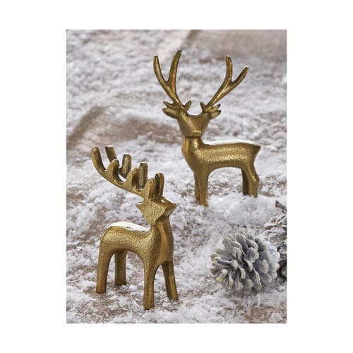 Tag Gold Reindeer Figurine Holiday Decor For Christmas In Gold
