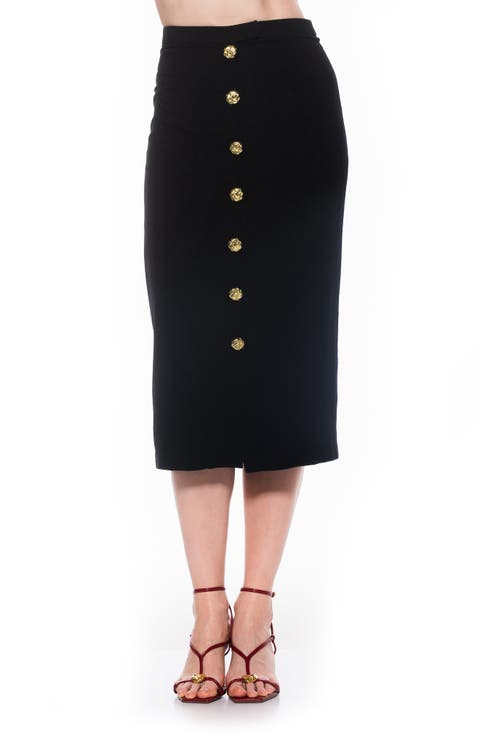 Carla Button Front Midi Skirt