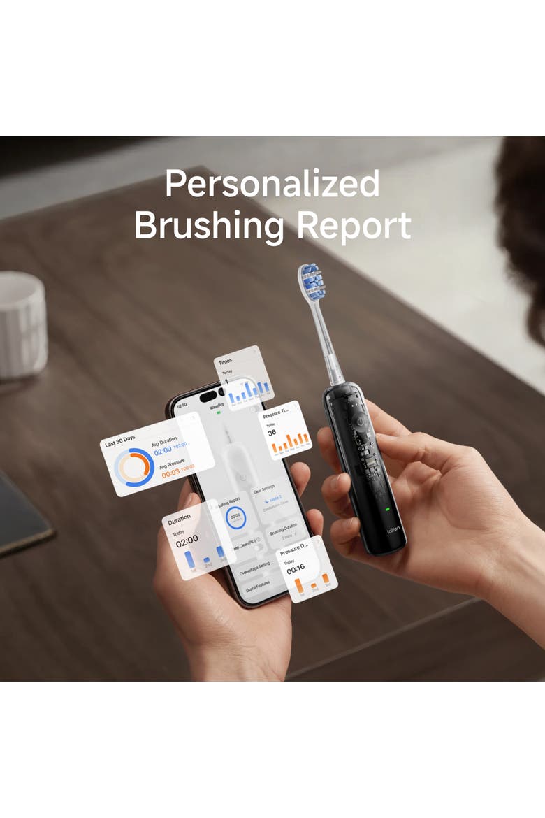 Wave Pro Electric Toothbrush with 2 Heads and Storage Bag, Alternate, color, Clear