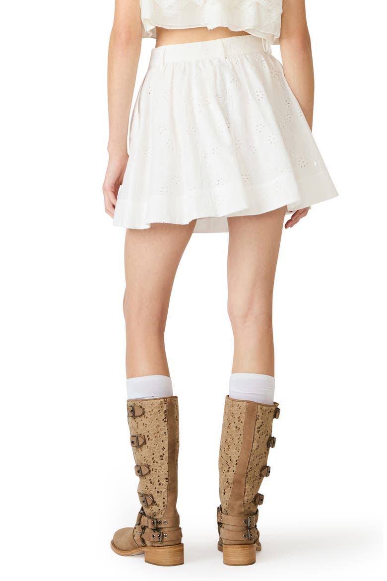 Vanny Floral Eyelet Cotton Miniskirt, Alternate, color, WHITE
