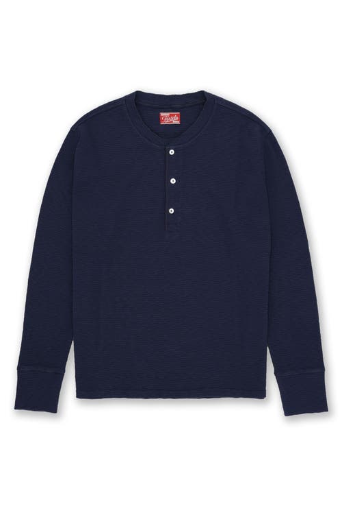 Fortela Amish Waffle Knit Henley In Blue