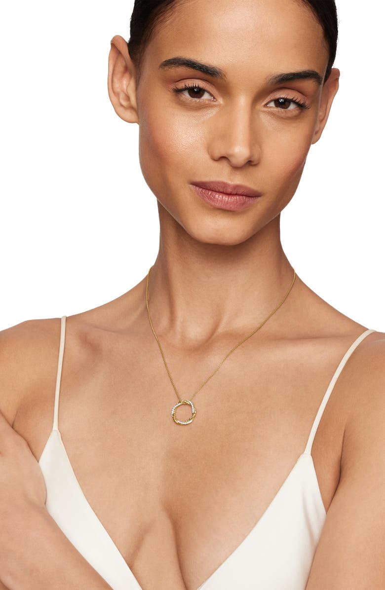 David Yurman Petite Infinity Pendant Necklace in 18K Gold with Pavé Diamonds, Alternate, color, Diamond/ Yellow Gold