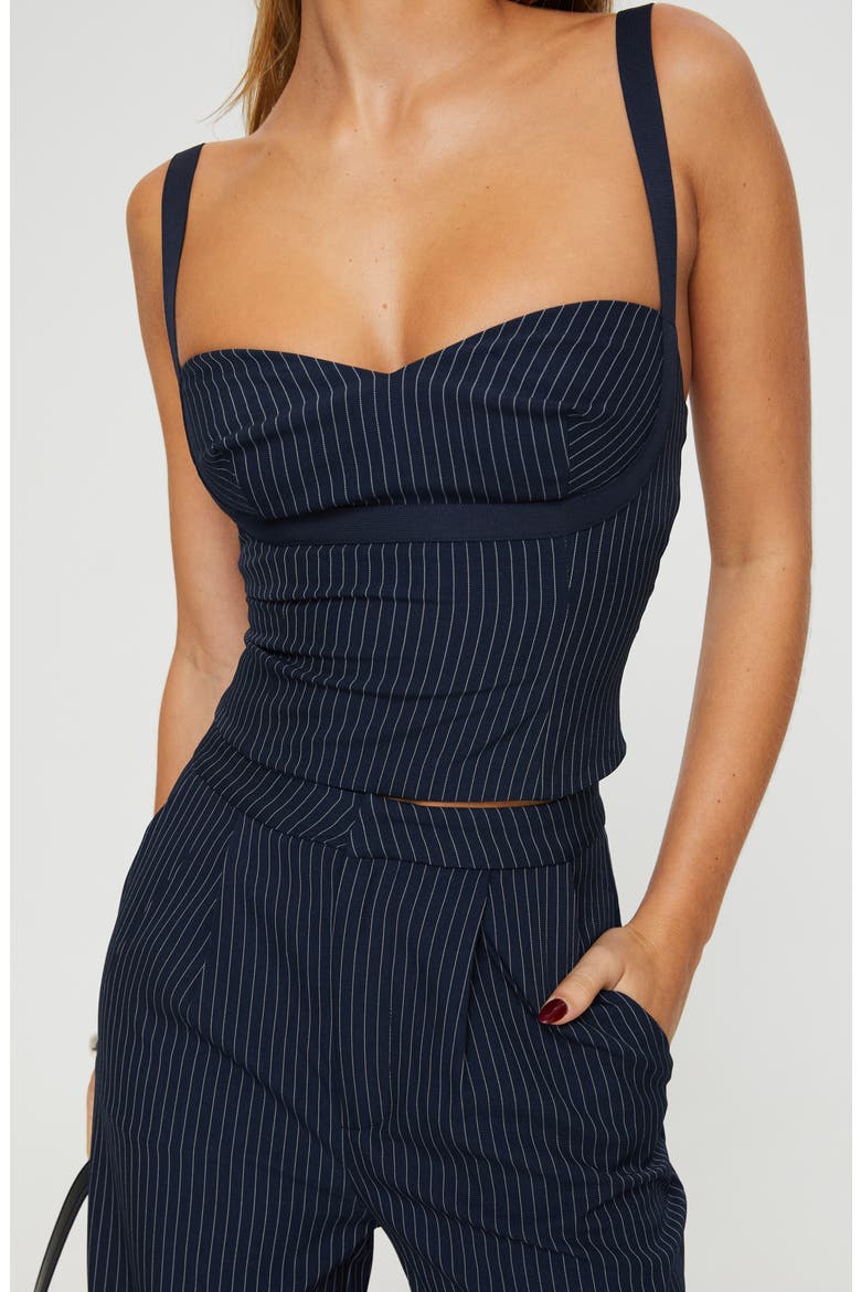 Briana Pinstripe Tank & Pants Set, Alternate, color, NAVY