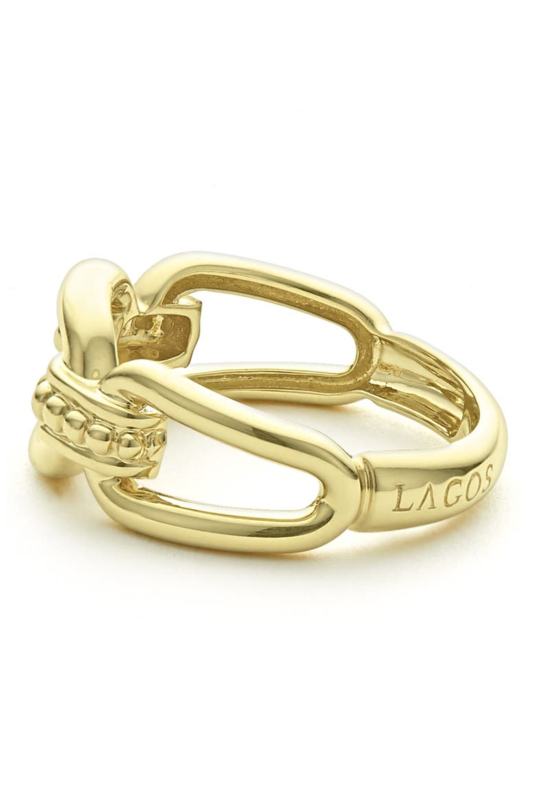 Signature Caviar Oval Link Ring, Alternate, color, GOLD