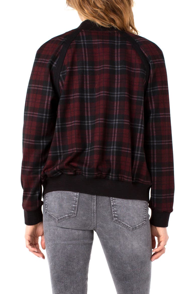 Liverpool Tartan Plaid Bomber Jacket, Alternate, color, RED/ BLK TARTAN