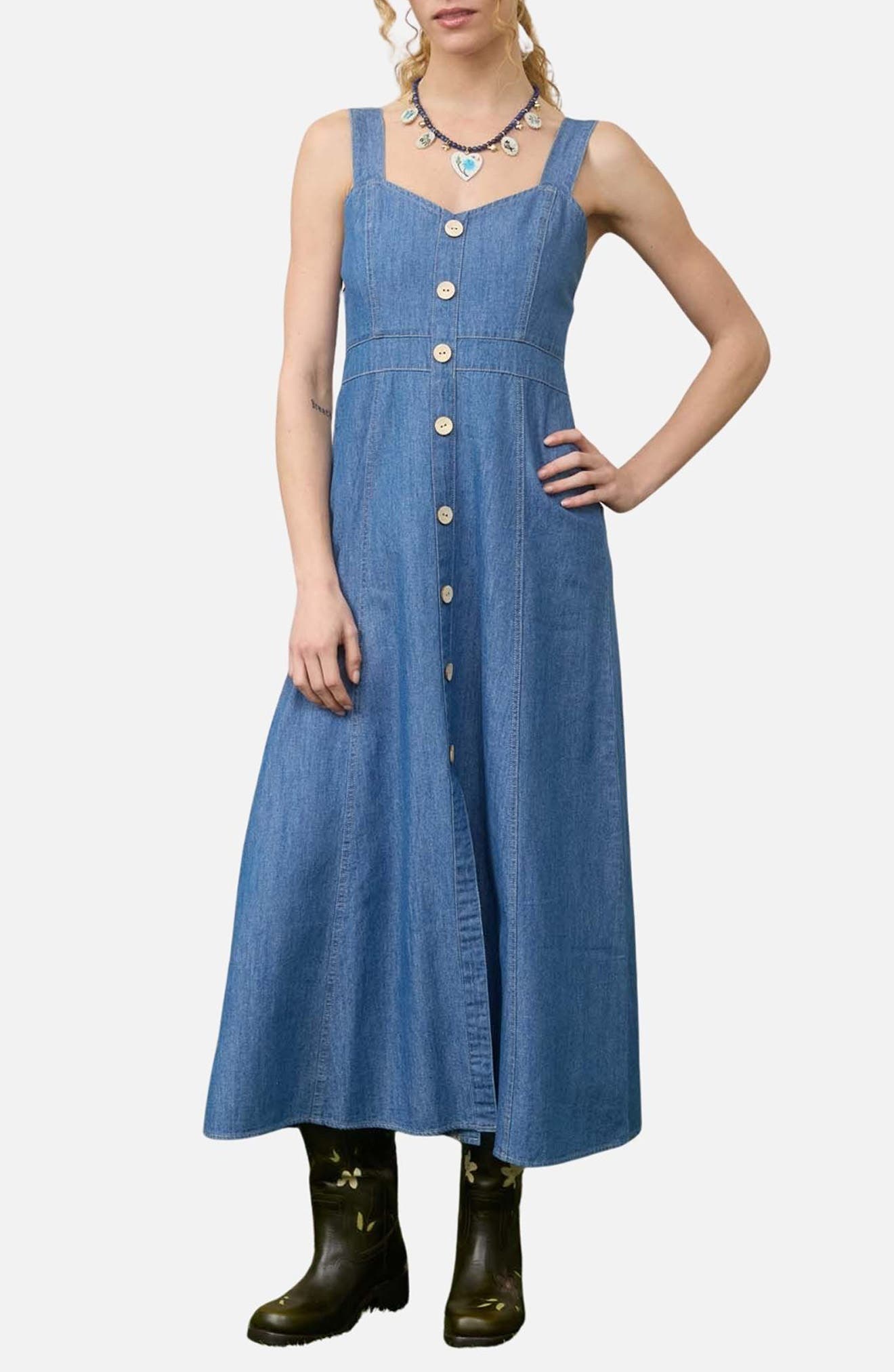 Blu Pepper Denim Midi Dress
