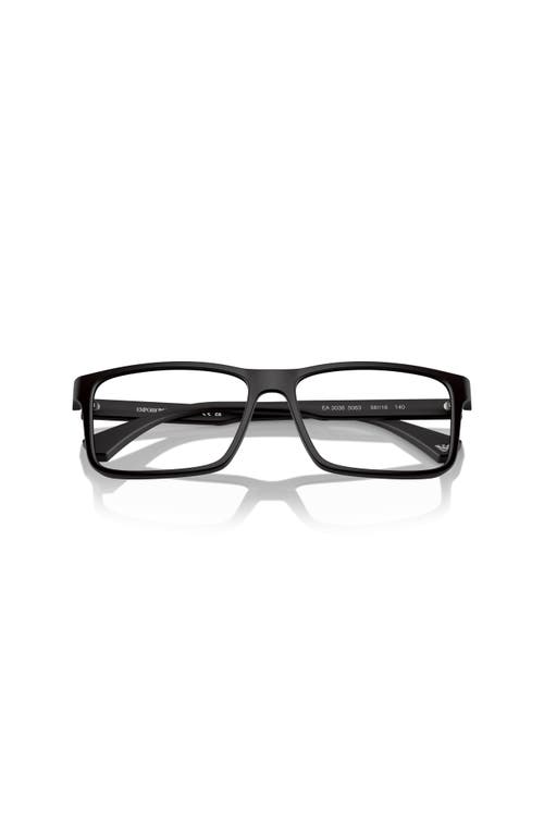 Emporio Armani 56mm Rectangle Optical Glasses In Black