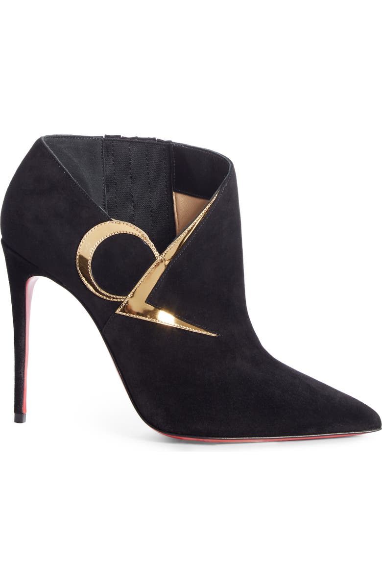 Christian Louboutin CL Logo Pointed Toe Bootie, Alternate, color,