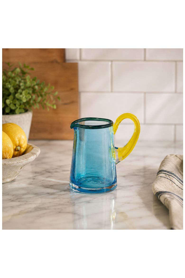 Small Glass Pitcher, Alternate, color, BLUE MULTICOLOR