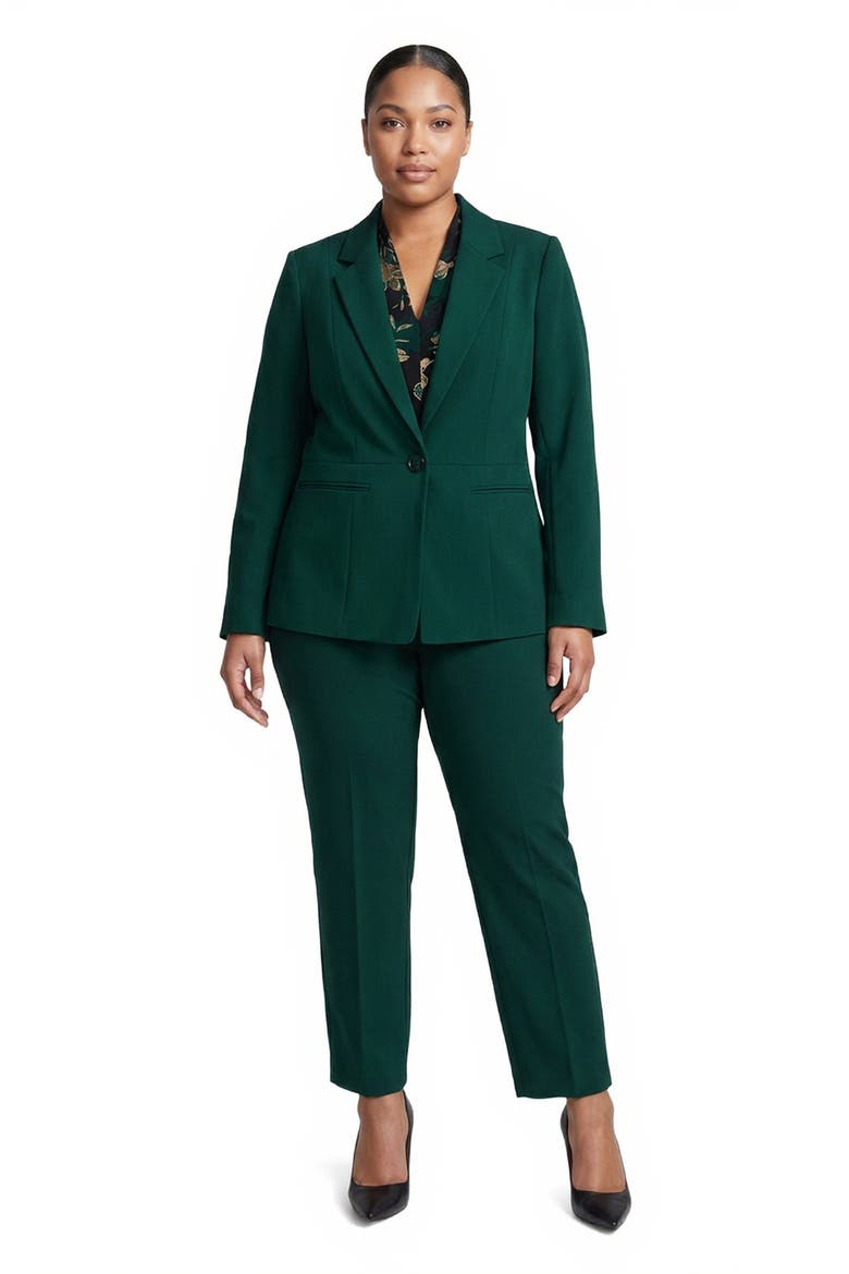 Notched Lapel Waist Seam Blazer, Alternate, color, EVERGREEN