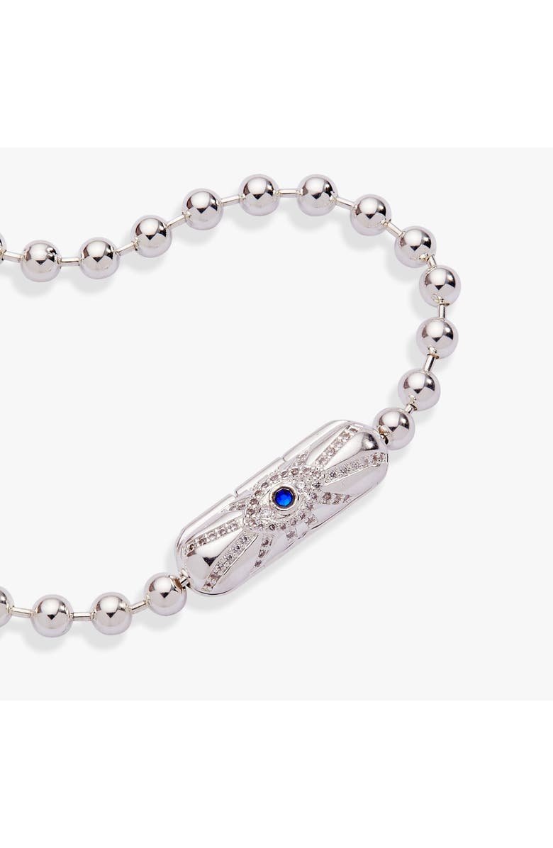 Alex and Ani Ball Chain Barrel Closure Bracelet with Evil Eye, Alternate, color, Silver