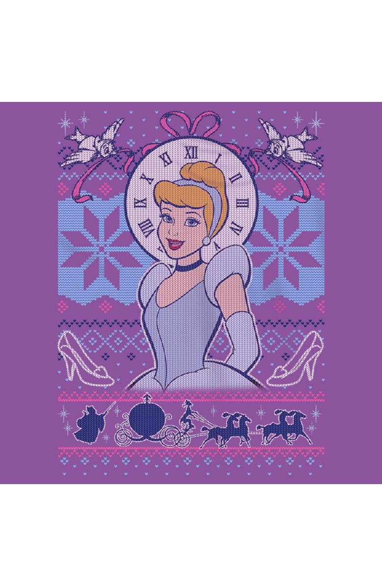 Disney Girl's Disney Cinderella Christmas Sweater  Graphic T-Shirt, Alternate, color, Purple Berry