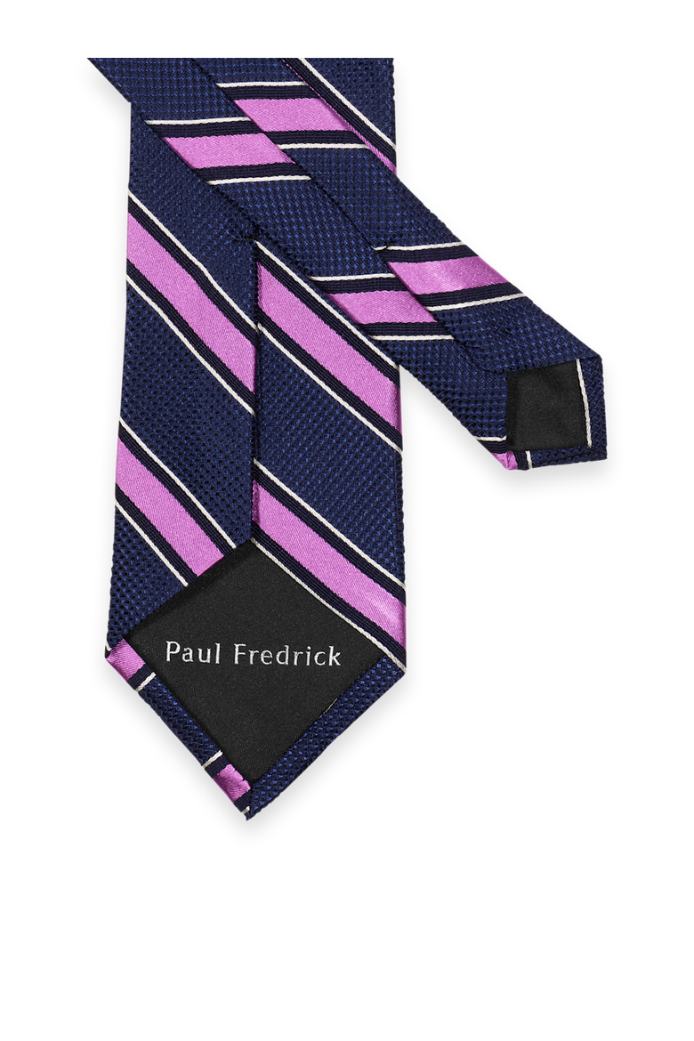 Patterned Woven Silk Tie, Alternate, color, Berry/Navy