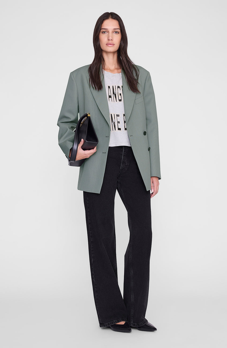 ANINE BING Johnny Cropped Tee, Alternate, color, Grey Melange