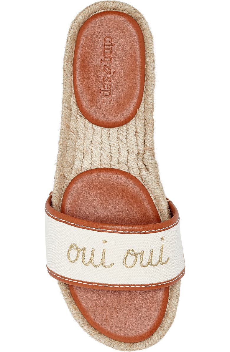 Cinq à Sept Josephine Embroidered Espadrille Slide Sandal, Alternate, color, Natural/ Cognac